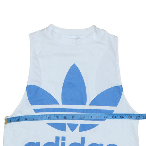 Adidas Women's White Cotton Tank Top Size 10 Crew Neck Sleeveless