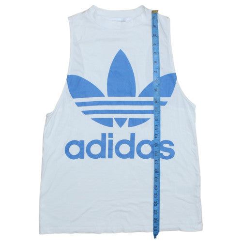 Adidas Women's White Cotton Tank Top Size 10 Crew Neck Sleeveless
