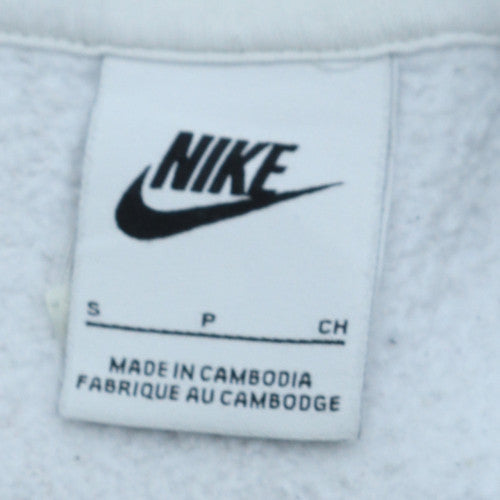 Nike Men's White Pullover Hoodie Small Fleece Sports Logo Sweatshirt