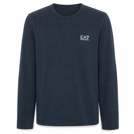 Front view of Emporio Armani EA7 Men's Blue Long Sleeve Pullover Sweatshirt L