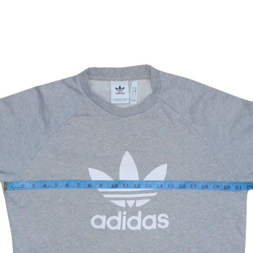 Adidas Men Grey Crew Neck Pullover Sweatshirt M Regular Fit Logo