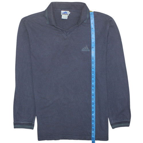Adidas Men's Blue Vintage Henley Sweatshirt Size M