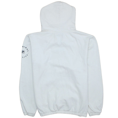 FILA Men's White Pullover Hoodie M Logo Sports Fleece Sweatshirt