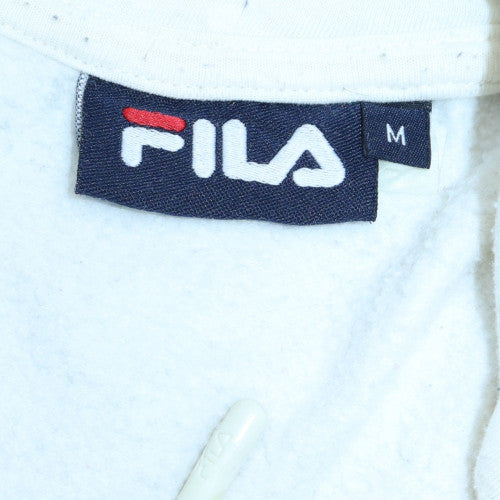 FILA Men's White Pullover Hoodie M Logo Sports Fleece Sweatshirt