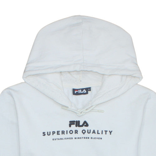 FILA Men's White Pullover Hoodie M Logo Sports Fleece Sweatshirt