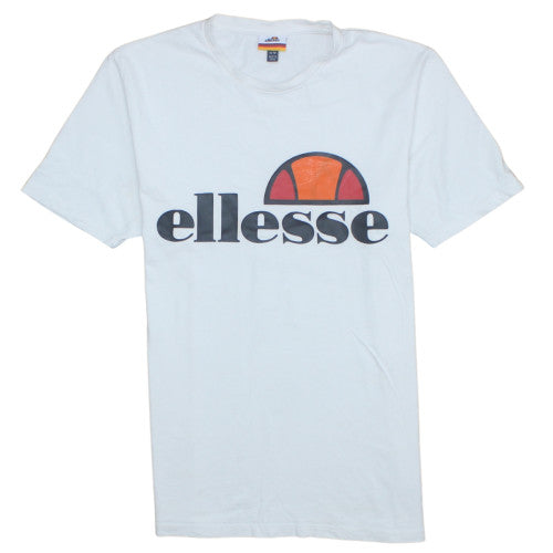 Ellesse Men's White Graphic Logo Crew Neck Cotton T-Shirt Size M