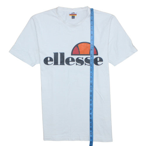 Ellesse Men's White Graphic Logo Crew Neck Cotton T-Shirt Size M