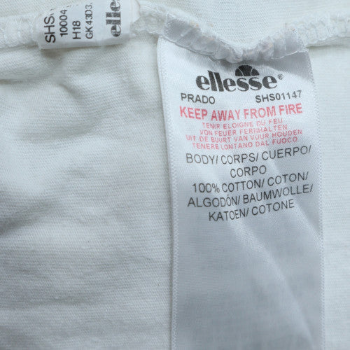 Ellesse Men's White Graphic Logo Crew Neck Cotton T-Shirt Size M