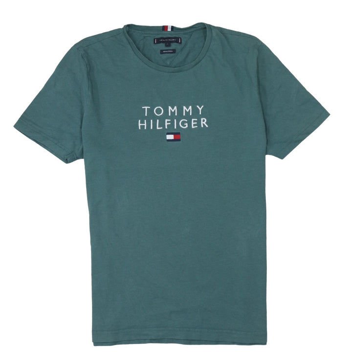 Tommy Hilfiger Men's Green Logo Embroidered Organic Cotton T-Shirt L