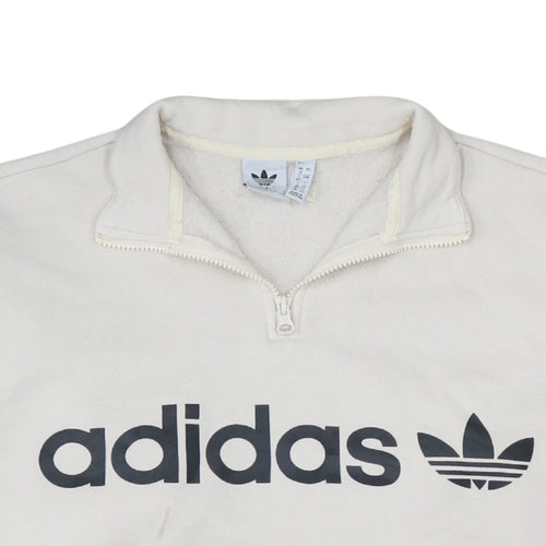 Adidas Women’s Beige 1/4 Zip Pullover Sweatshirt Size 12