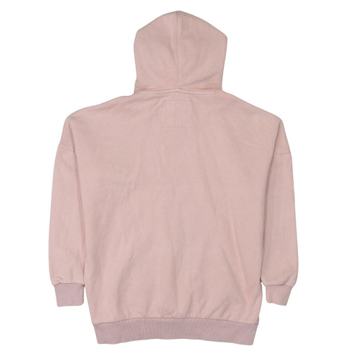 Superdry Womens Pink Pullover Hoodie Size S Rhinestone Logo Cotton Blend