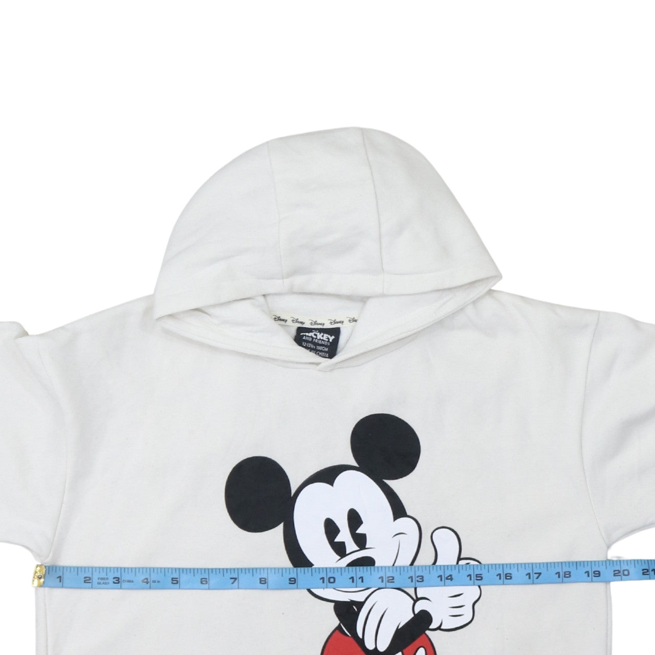 Disney Mickey Mouse White Hoodie Teen Girls Size 158CM Cotton Pullover