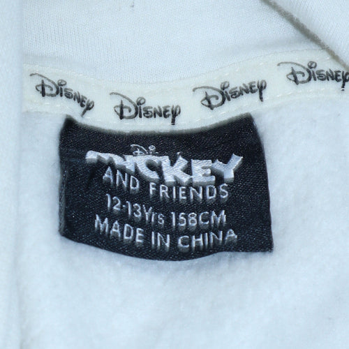 Disney Mickey Mouse White Hoodie Teen Girls Size 158CM Cotton Pullover