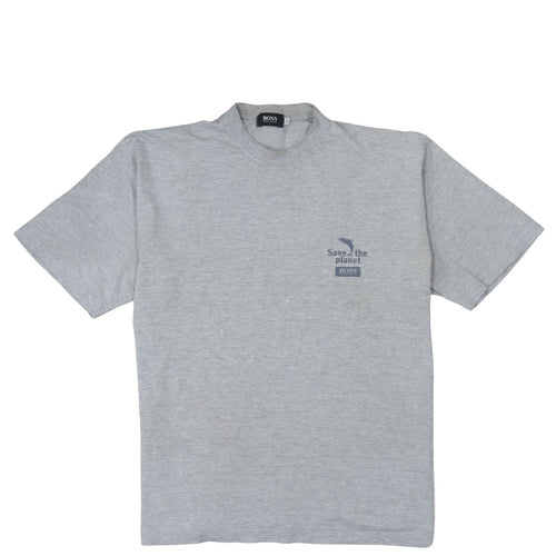 Hugo Boss Men's Grey Save the Planet Short Sleeve T-Shirt Size L