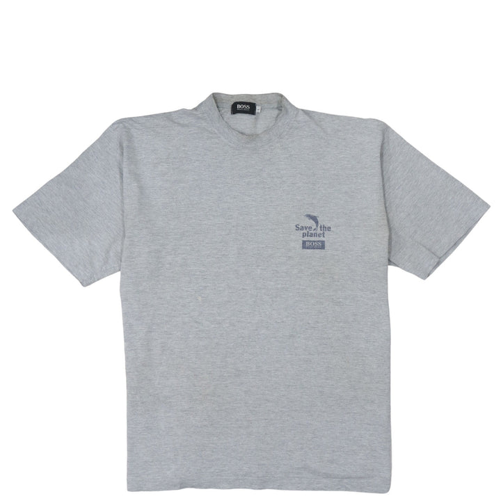 Hugo Boss Men's Grey Save the Planet Short Sleeve T-Shirt Size L