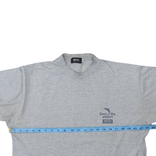 Hugo Boss Men's Grey Save the Planet Short Sleeve T-Shirt Size L