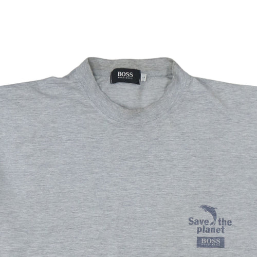 Hugo Boss Men's Grey Save the Planet Short Sleeve T-Shirt Size L