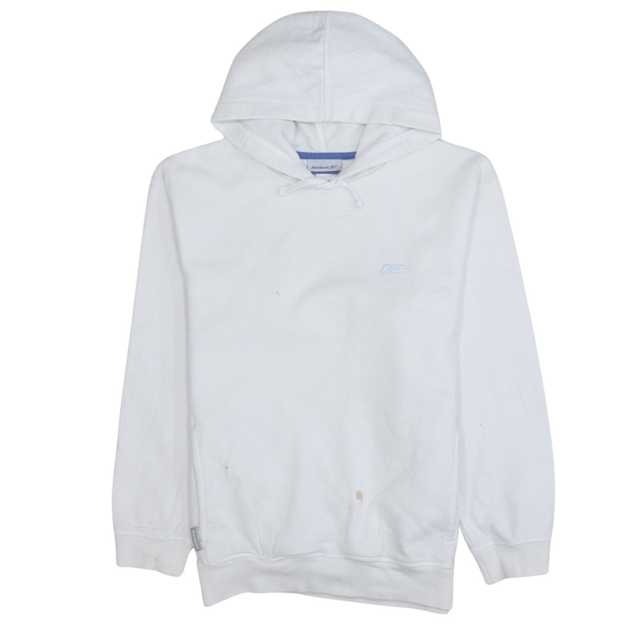 Reebok Men’s White Pullover Hoodie Size M Logo Fleece Sweatshirt