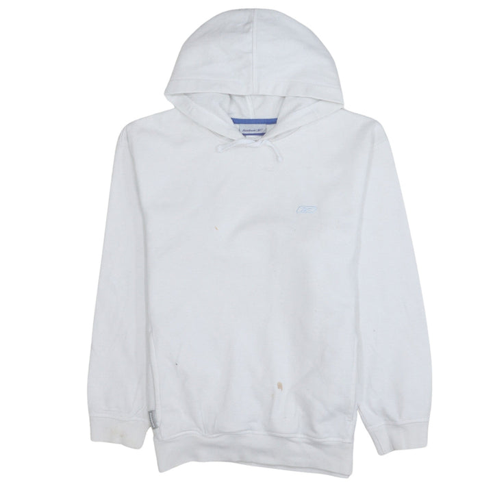 Reebok Men’s White Pullover Hoodie Size M Logo Fleece Sweatshirt