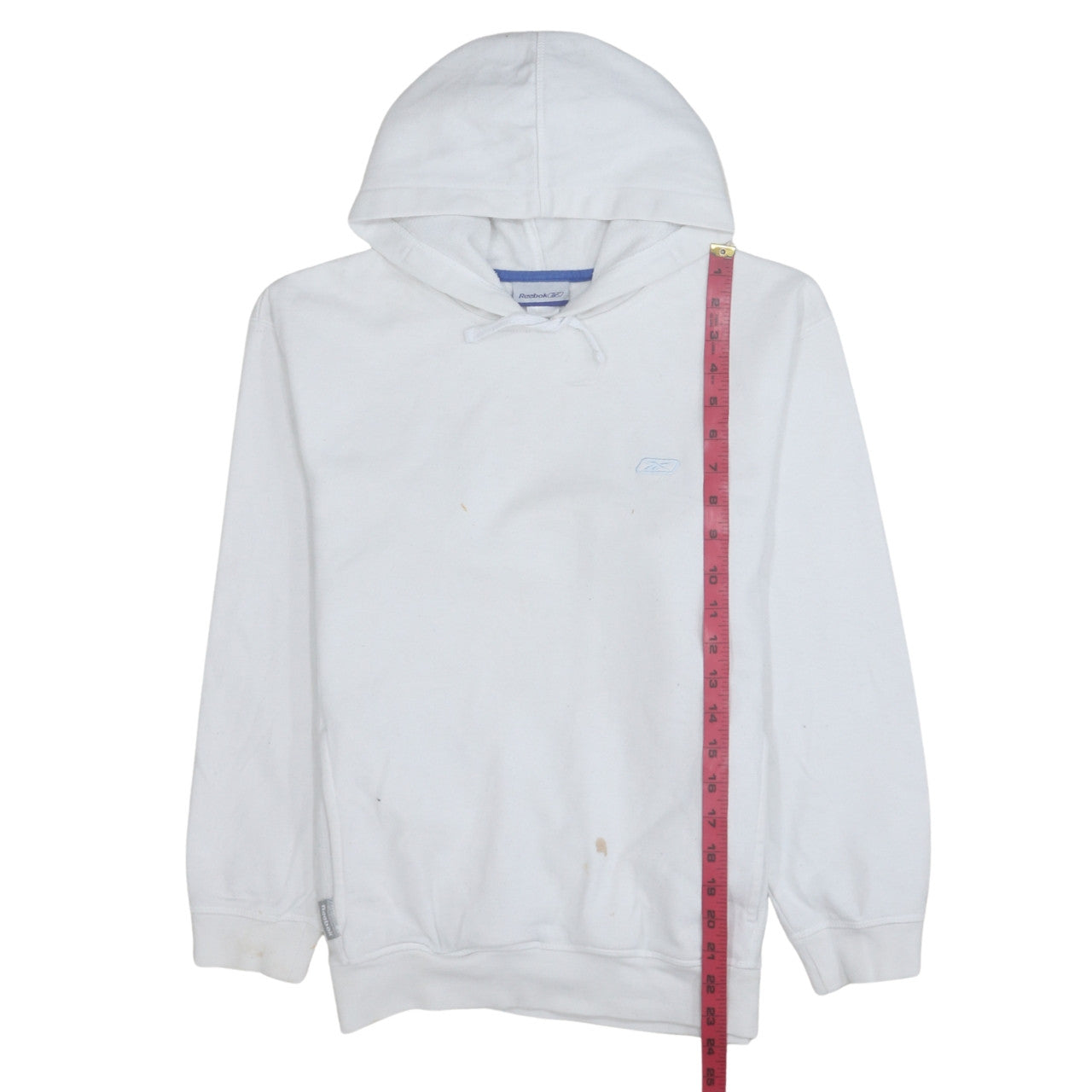 Reebok Men’s White Pullover Hoodie Size M Logo Fleece Sweatshirt