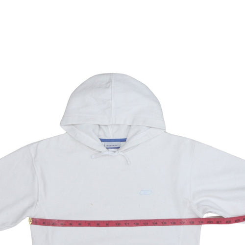 Reebok Men’s White Pullover Hoodie Size M Logo Fleece Sweatshirt