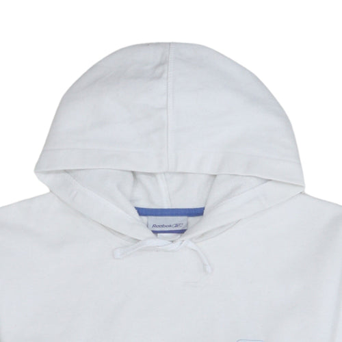 Reebok Men’s White Pullover Hoodie Size M Logo Fleece Sweatshirt