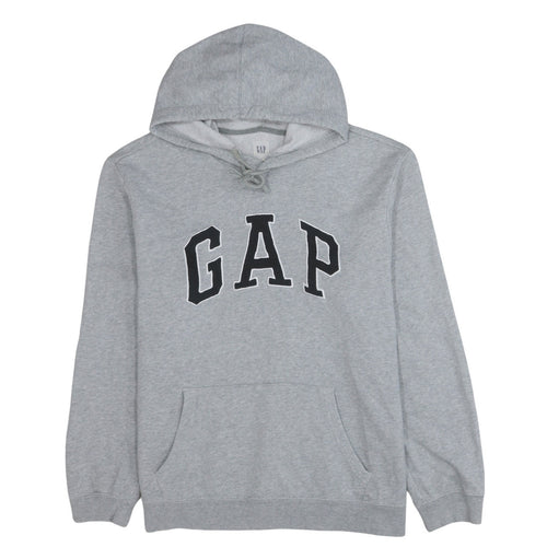 GAP Men’s Grey Pullover Hoodie L Logo Fleece Sweatshirt