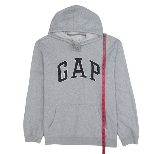 GAP Men’s Grey Pullover Hoodie L Logo Fleece Sweatshirt