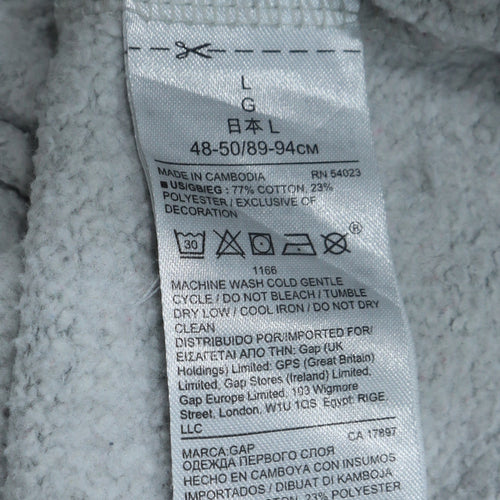 GAP Men’s Grey Pullover Hoodie L Logo Fleece Sweatshirt