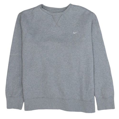 Nike Men's Grey Fleece Pullover Sweatshirt L Crew Neck Sportswear