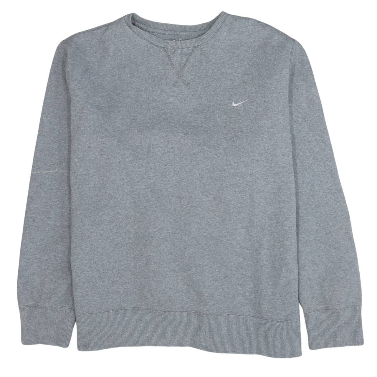 Nike Men's Grey Fleece Pullover Sweatshirt L Crew Neck Sportswear