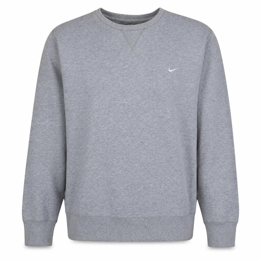 Front view of Nike Men's Grey Fleece Pullover Sweatshirt L Crew Neck Sportswear