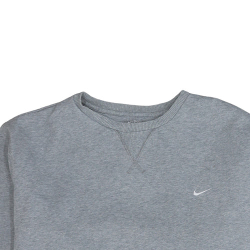Nike Men's Grey Fleece Pullover Sweatshirt L Crew Neck Sportswear
