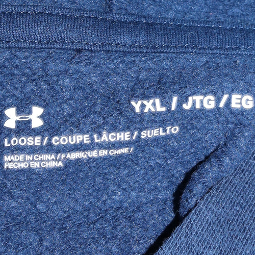 Under Armour Teens Blue Pullover Hoodie XL Relaxed Fit Fleece