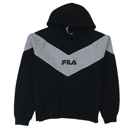 Fila Men's Black & Grey Pullover Hoodie Medium Logo Sweatshirt
