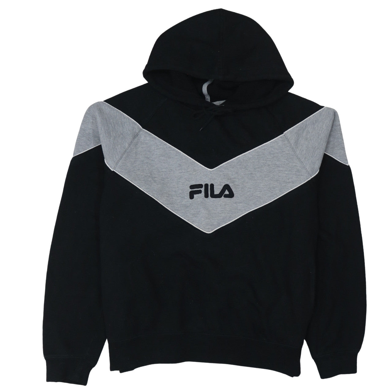 Fila Men's Black & Grey Pullover Hoodie Medium Logo Sweatshirt