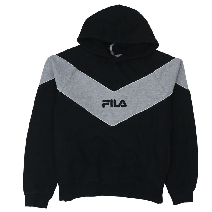 Fila Men's Black & Grey Pullover Hoodie Medium Logo Sweatshirt