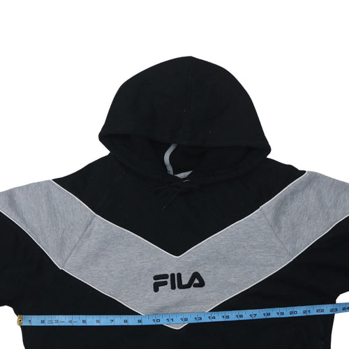 Fila Men's Black & Grey Pullover Hoodie Medium Logo Sweatshirt