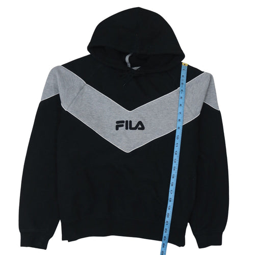 Fila Men's Black & Grey Pullover Hoodie Medium Logo Sweatshirt