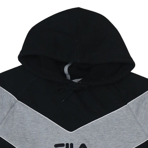 Fila Men's Black & Grey Pullover Hoodie Medium Logo Sweatshirt