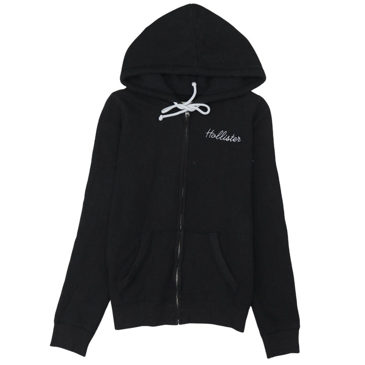 Hollister Men Black Full Zip Hoodie M Embroidered Logo California