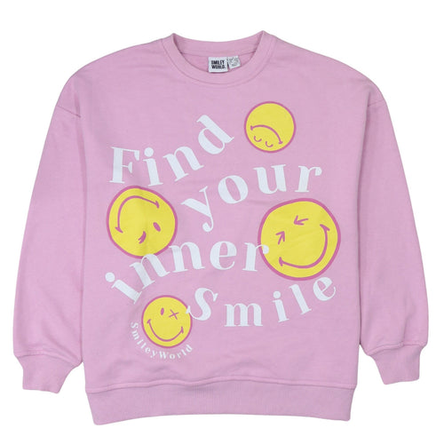 SmileyWorld Women Pink Graphic Print Pullover Sweatshirt Size S