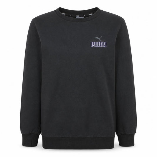 Front view of Puma women’s black xs crew neck pullover sweatshirt
