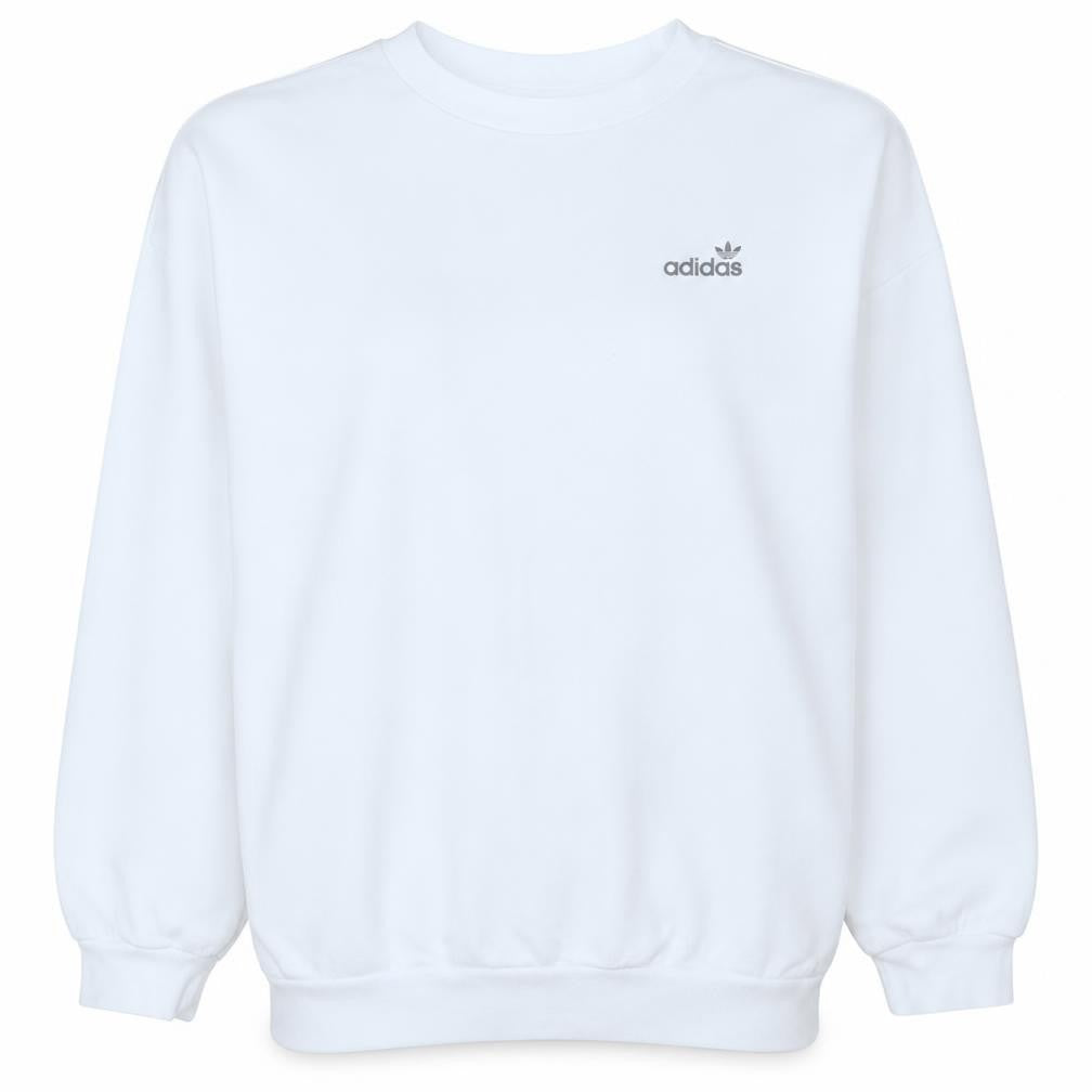Front view of Adidas Women White, size 14, Crew Neck Pullover Sweatshirt