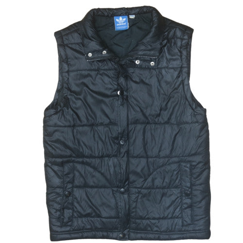 Adidas Mens Black Puffer Waistcoat Gilet Size M Quilted Polyester