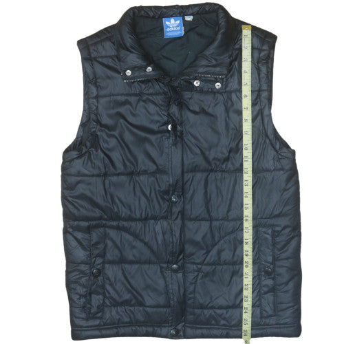 Adidas Mens Black Puffer Waistcoat Gilet Size M Quilted Polyester
