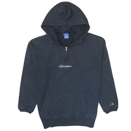 Champion Men's Black Large 1/2 Zip Hoodie Sweatshirt Fleece