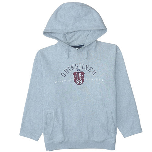 Quiksilver Men's Grey Pullover Hoodie L Graphic Print Cotton Blend