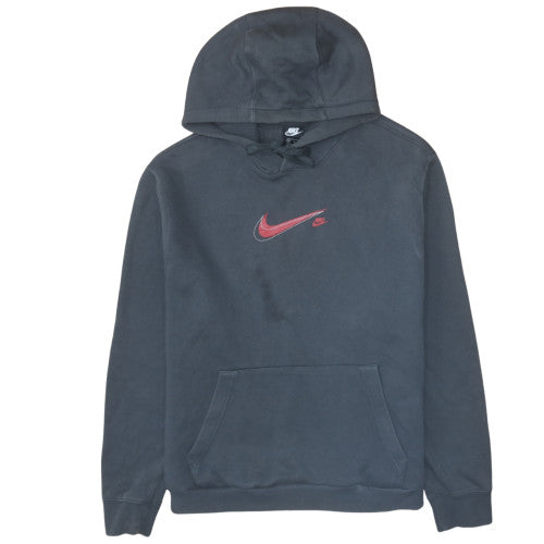 Nike Men's Black XL Pullover Hoodie with Red Logo Cotton Sweatshirt