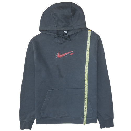 Nike Men's Black XL Pullover Hoodie with Red Logo Cotton Sweatshirt